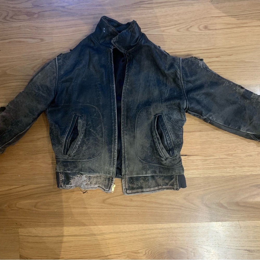 Vintage Tattered Black Leather Jacket. Maybe 1930’s